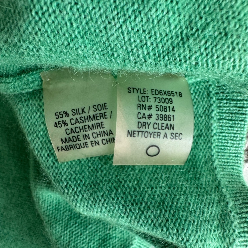 ELIE TAHARI Light Green Silk Cashmere Elbow Sleeve Cardigan Sweater Size Medium - Picture 6 of 11